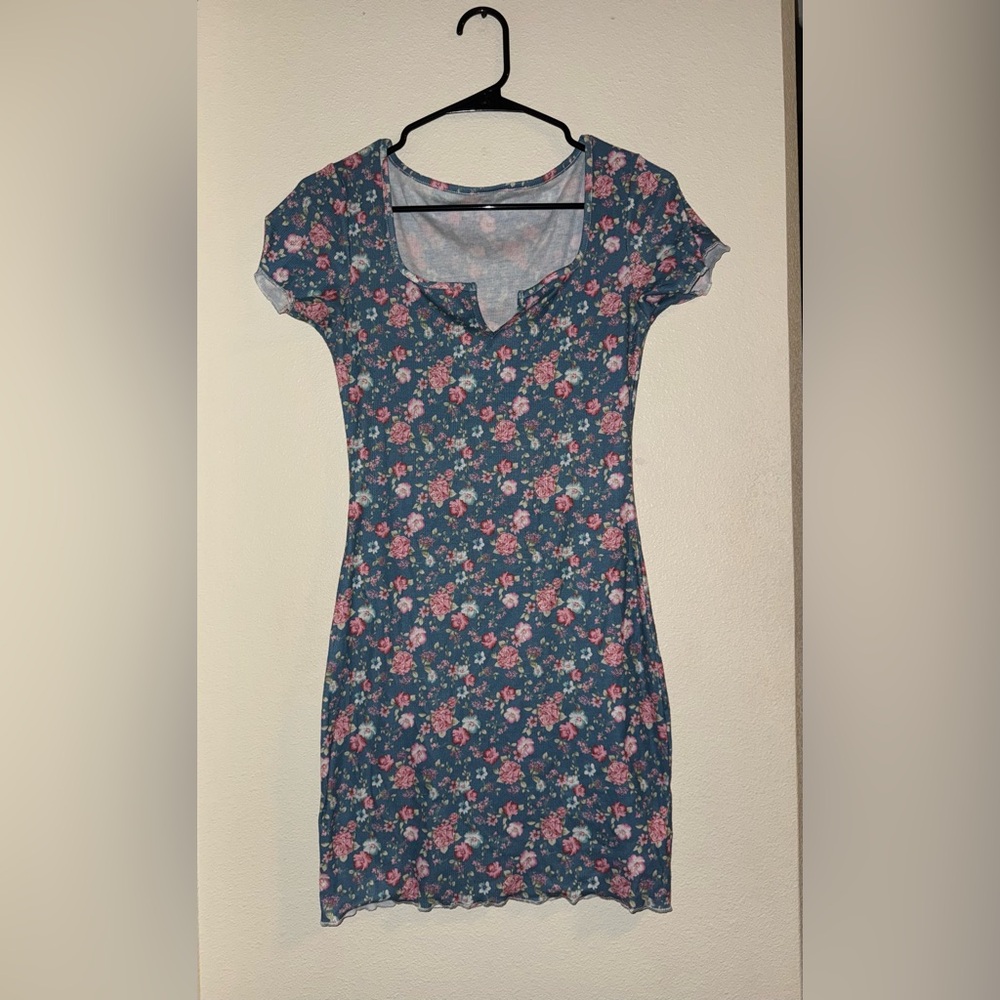 SHEIN Blue Floral Mini Dress